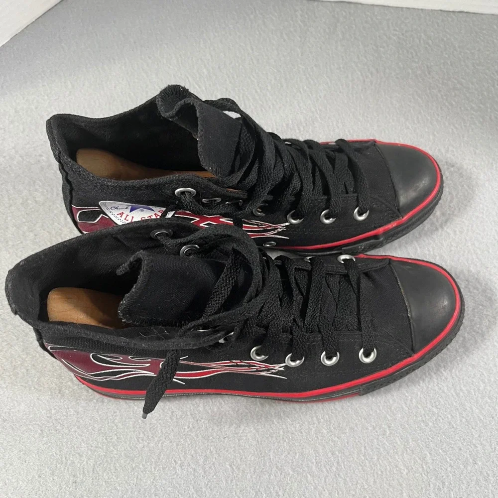Converse Chuck‎ Taylor All Star High Top Black Red Flame Shoes Mens 5 Womens 7